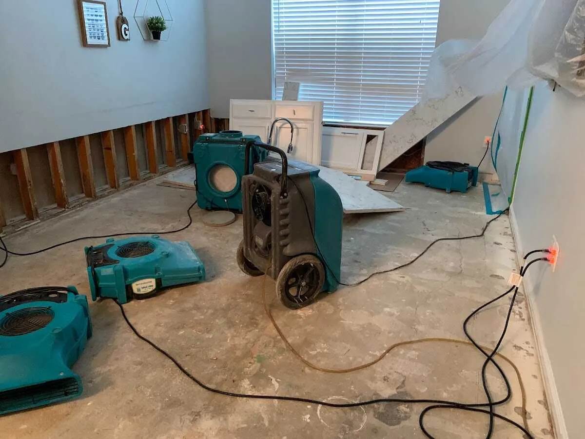 Dehumidifier in flood-cut room for Water Damage Restoration in Franklin